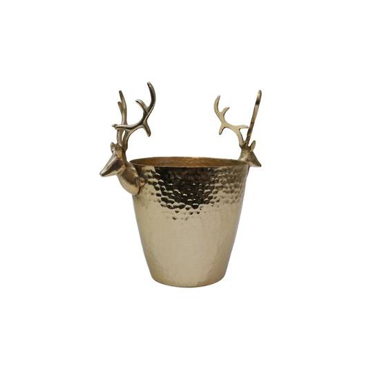 Aluminium Gold Beaten Reindeer Wine Bucket